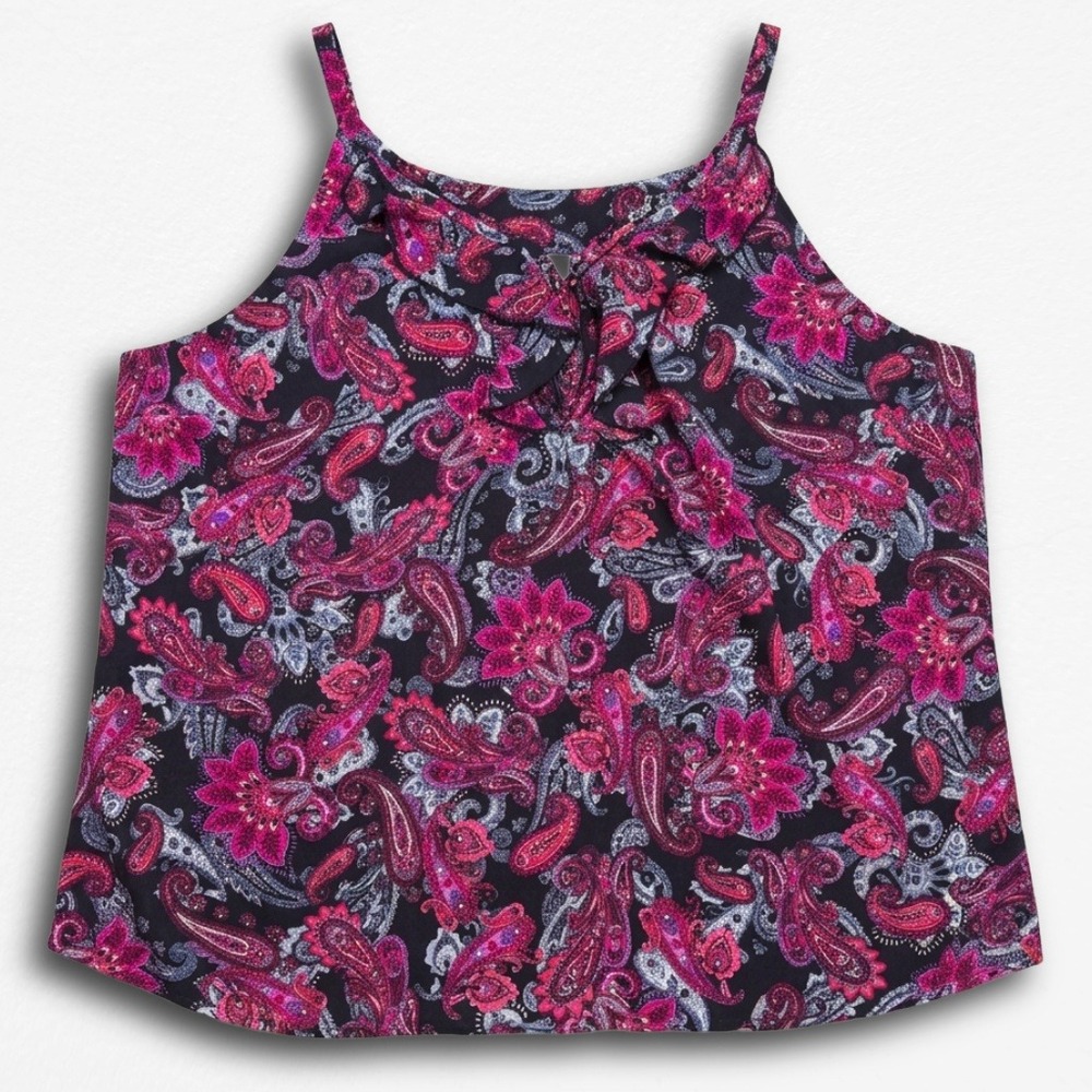 Avenue Womens Plus Size 22/24 Paisley Halter Tank Top Pink Purple Y2K Blouse‎